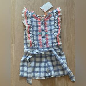 EGG New York Blue Plaid Kids Romper